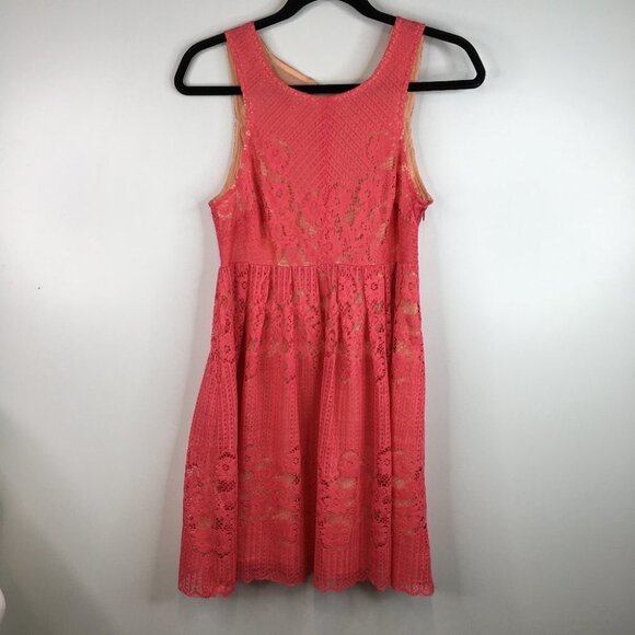 Free People Rocco coral peach lace open back Dress Size 0 - Picture 4 of 11